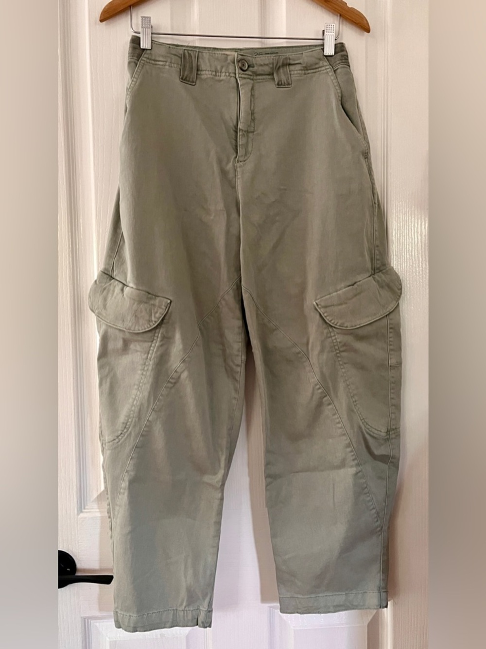 Pilcro Wide-Leg Cargo Barrel Jeans in Sage Green